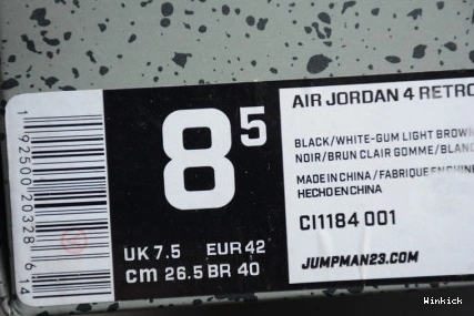 LASER GUM SE AIR BLACK JORDAN 4 CI1184-001 1110